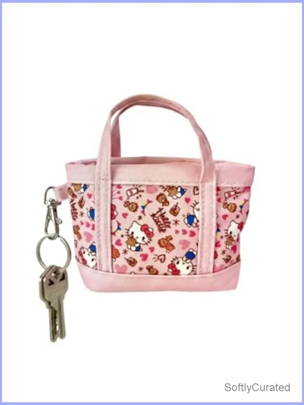 Mini Tote Bag Charm Keychain Purse Canvas Lobster Clasp Zipper